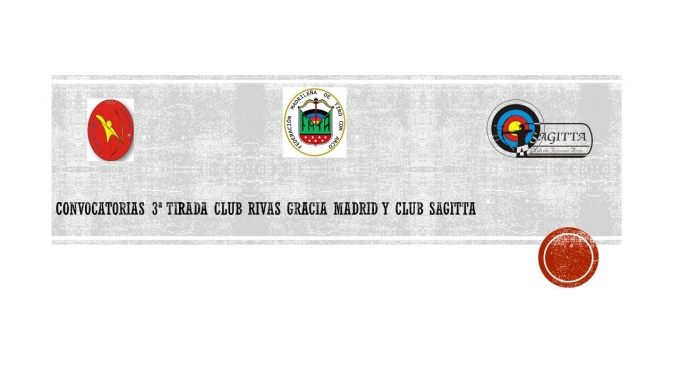 CONVOCATORIAS 3ª TIRADA DE SALA , CLUB RIVAS VACIAMADRID Y CLUB SAGITTA. MADRID. (MODIFICADO)